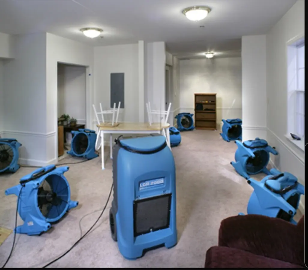 Air movers and dehumidifier setup for Water Extraction & Removal in Northfield